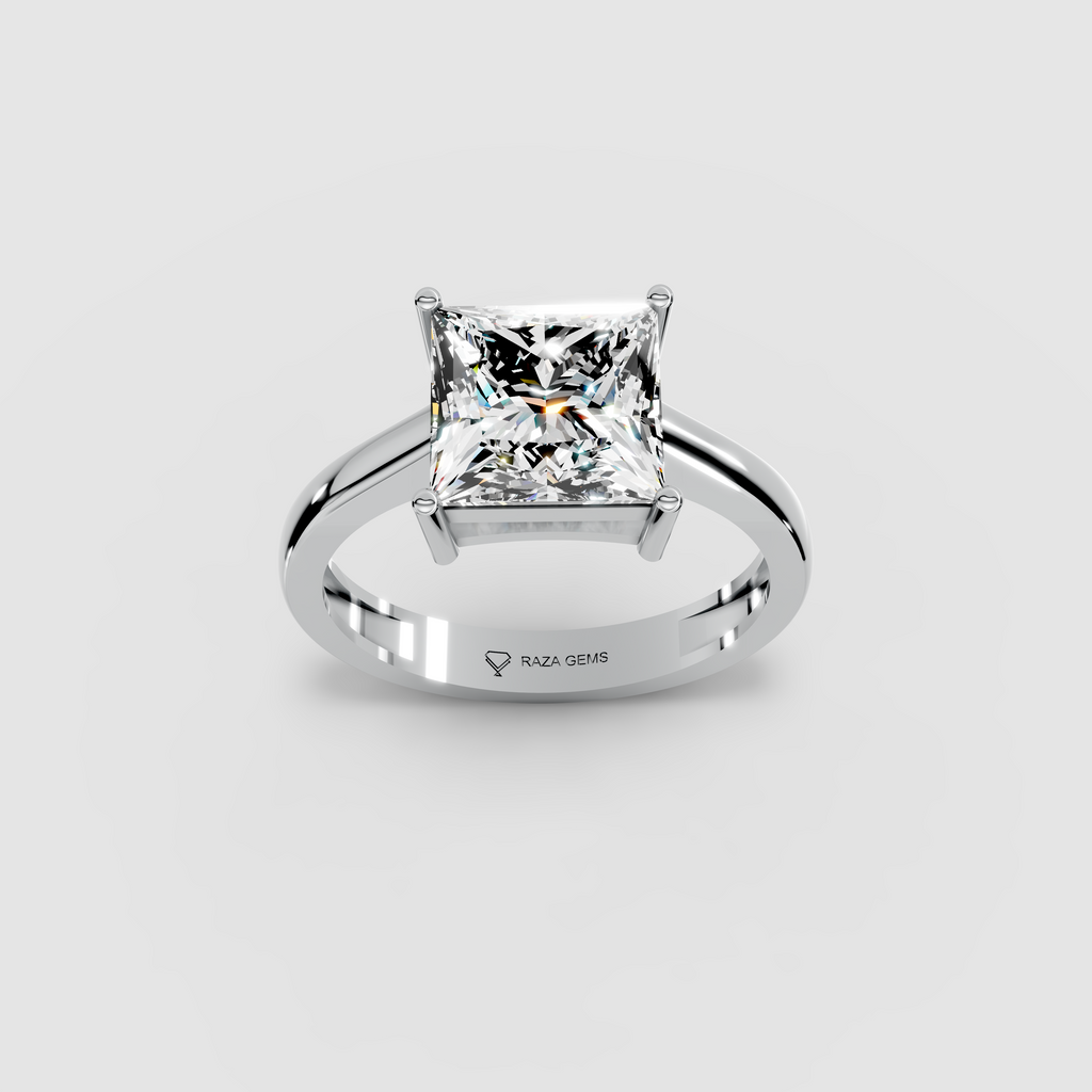 Aurora – Princess-Cut Moissanite Solitaire Engagement Ring in 18KT Gold