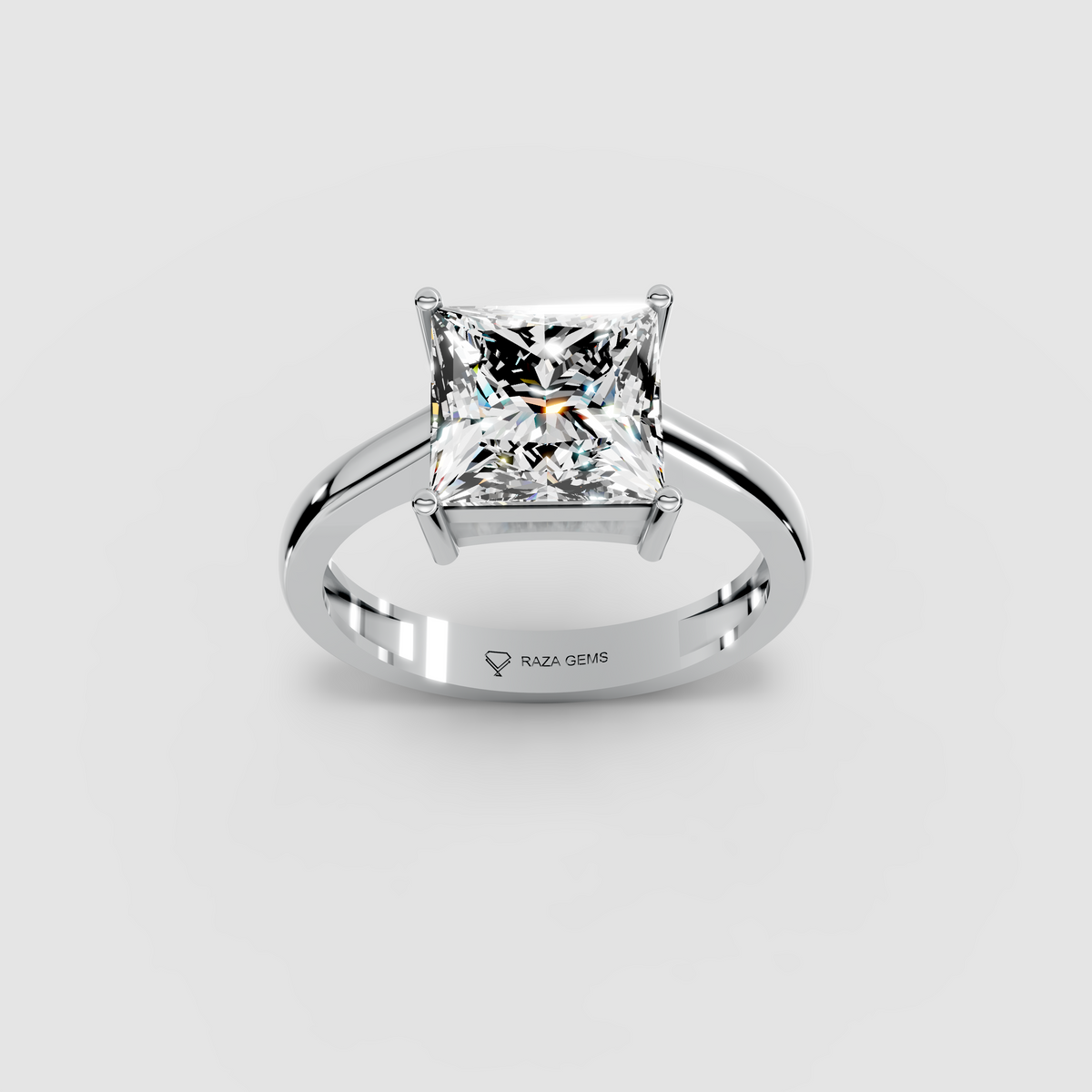 Aurora – Princess-Cut Moissanite Solitaire Engagement Ring in 18KT Gold