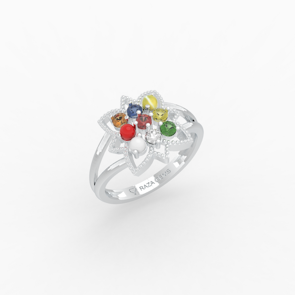 Navaratna Rings for Women - Sumaira - Silver 925