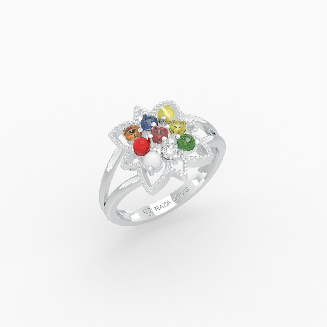 Navaratna Rings for Women - Sumaira - Silver 925