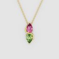 Sienna – Pear Pink Tourmaline & Peridot Swirl Pendant in 18KT Gold