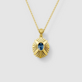 Susan - Solid 18K Gold Blue Sapphire Floral Medallion Pendant"