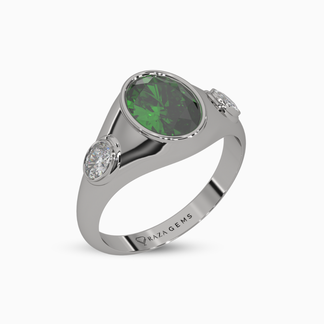 Muhsina Emerald Ring in Silver