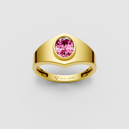Molly - Pink Sapphire Signet Ring in 18K Solid Gold