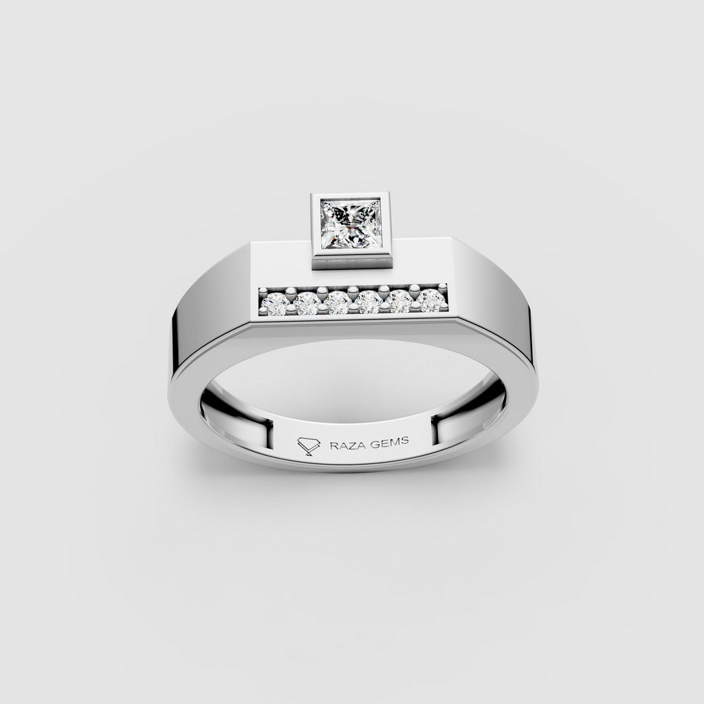 Penelope – 18K Gold Bezel Princess Cut Moissanite Statement Ring