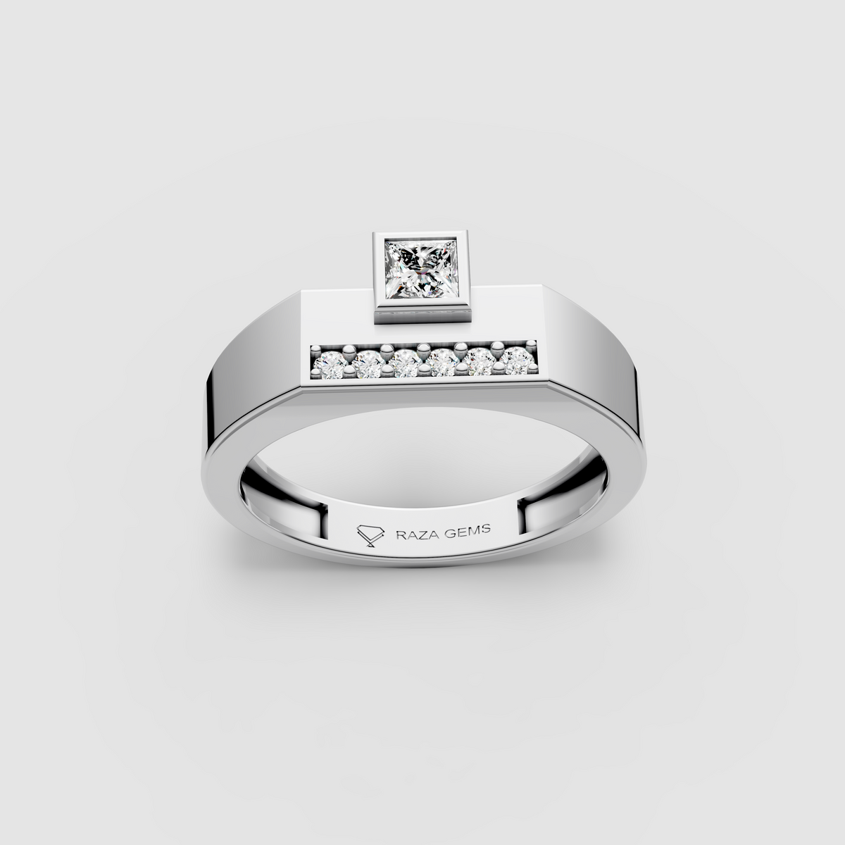 Penelope – 18K Gold Bezel Princess Cut Moissanite Statement Ring