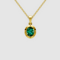 Esme – Oval-Cut Emerald Medallion Pendant in 18KT Gold