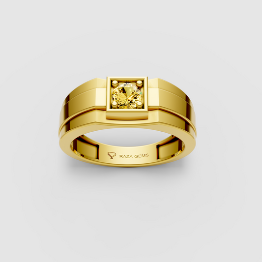 Ophelia – 18K Solid Gold Yellow Sapphire Modern Architectural Ring