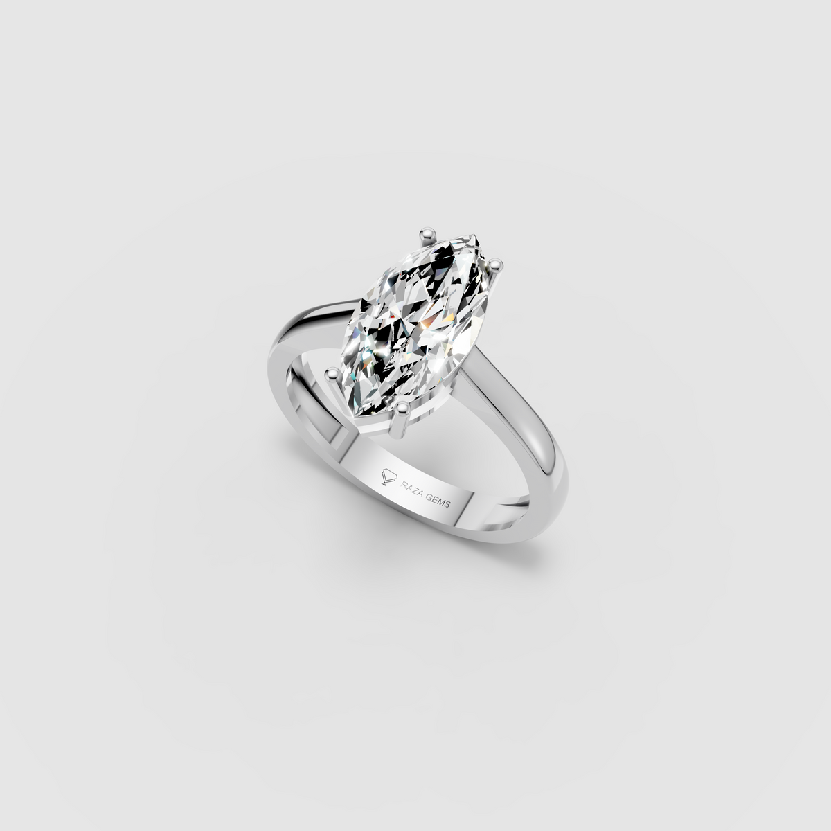 Astrid – Marquise Moissanite Solitaire Engagement Ring in 18KT Gold