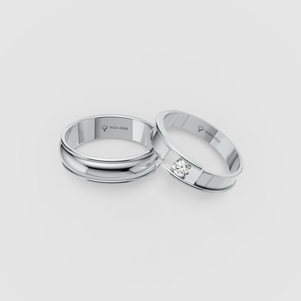 Bonnie – 18K Solid Gold Moissanite Couple Bands for Engagement & Wedding