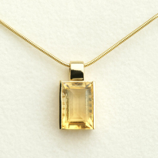 Natural Citrine Pendant in Gold plated Silver 925 (PEN0067)
