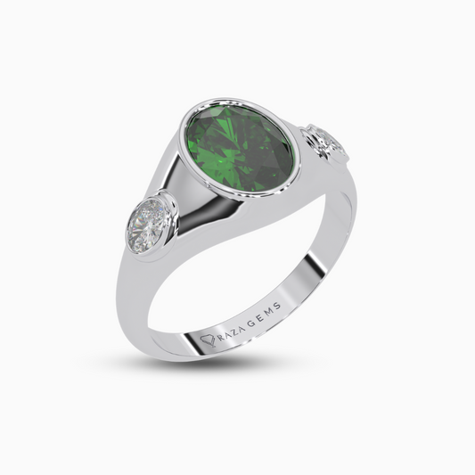 Nihal Emerald Ring in White Gold