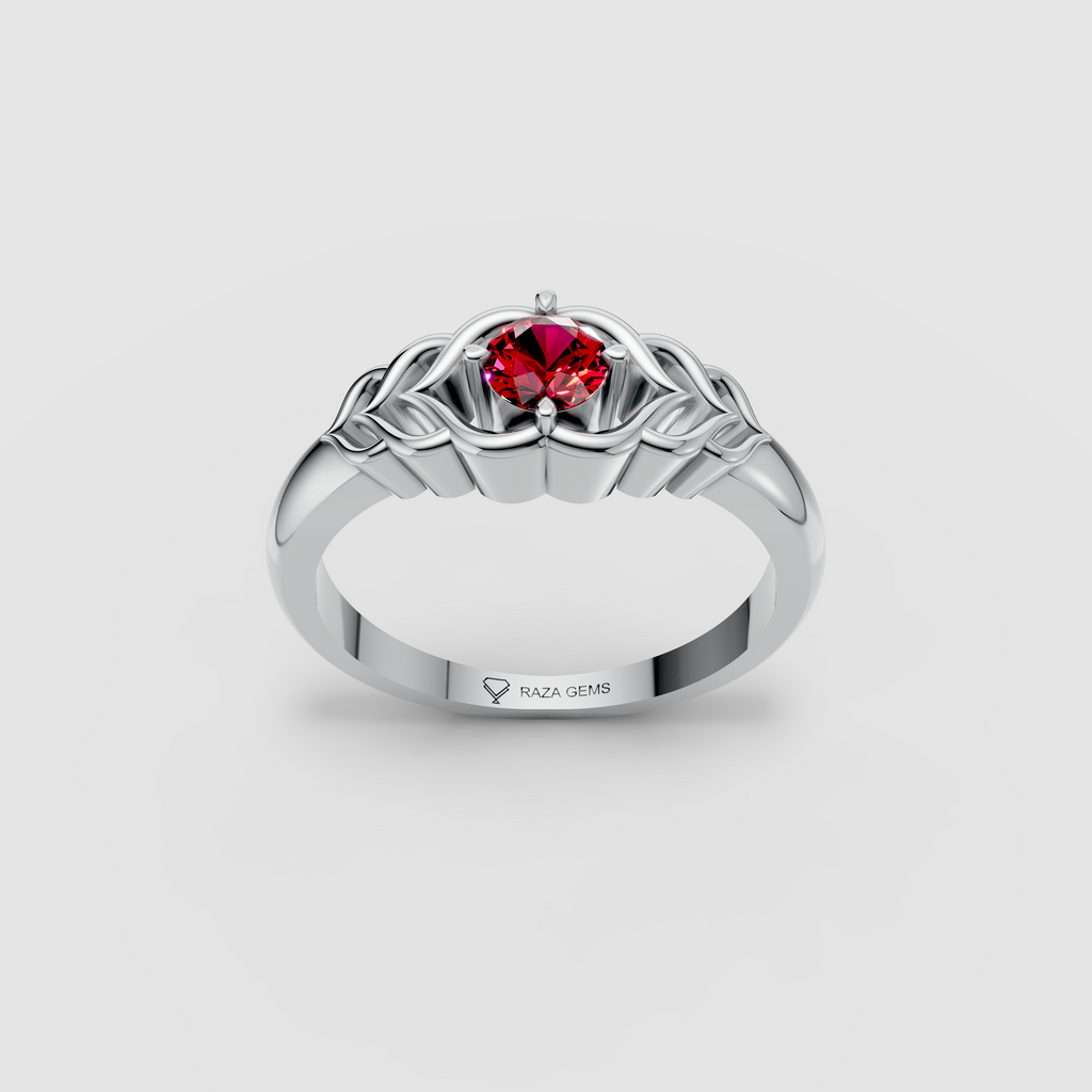 Thea – 18K Gold Round Ruby Vintage-Inspired Solitaire Ring