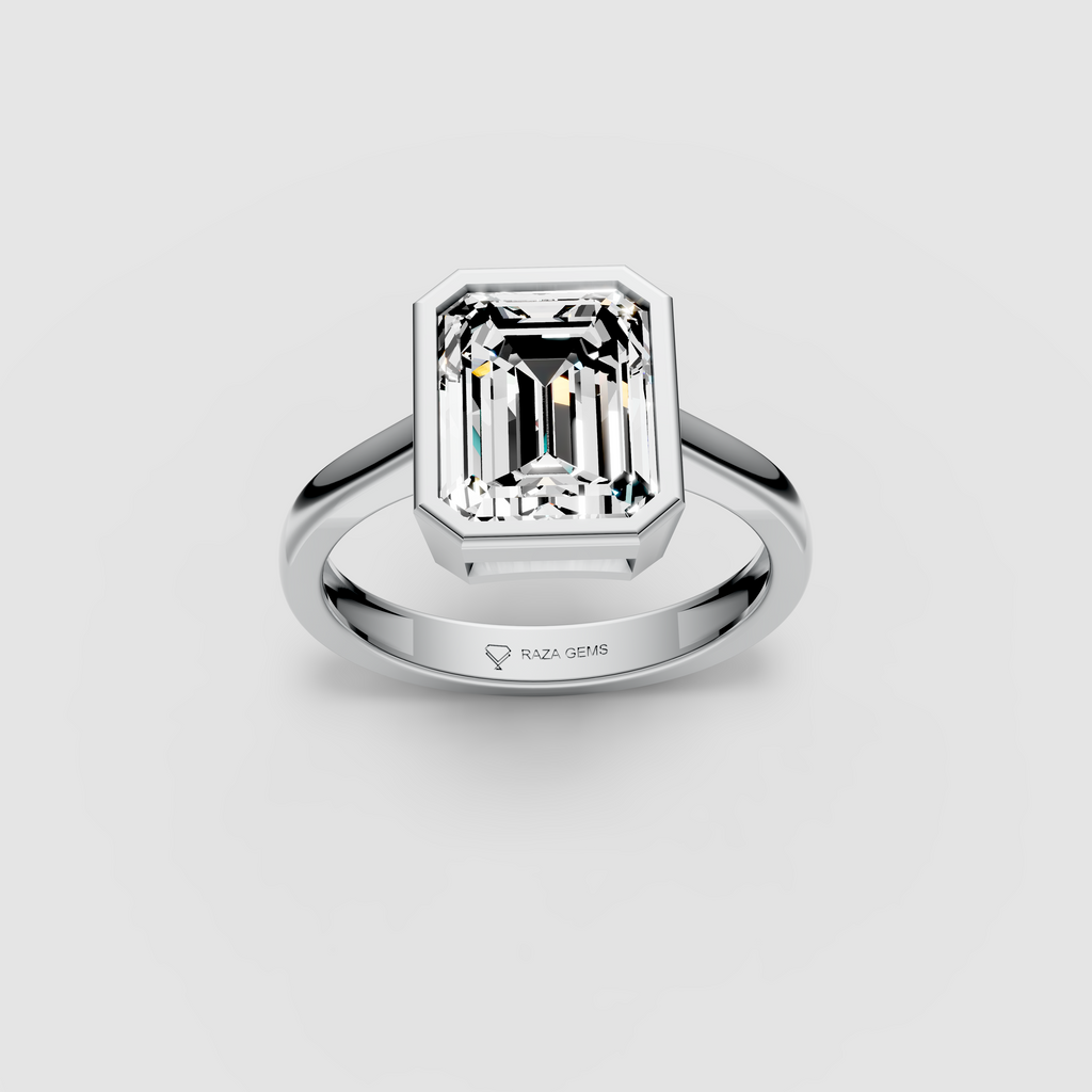Natural Moissanite Stone Ring in 18K Yellow Gold
