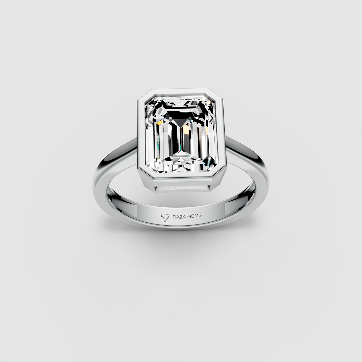 Natural Moissanite Stone Ring in 18K Yellow Gold