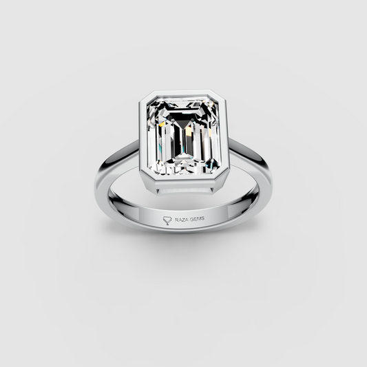 Natural Moissanite Stone Ring in 18K Yellow Gold