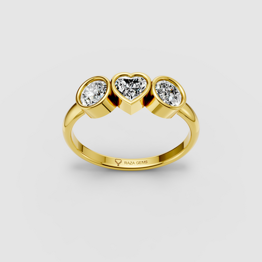 Isabella – Bezel-Set Heart Moissanite Ring | 18K Gold, White Gold & Rose Gold