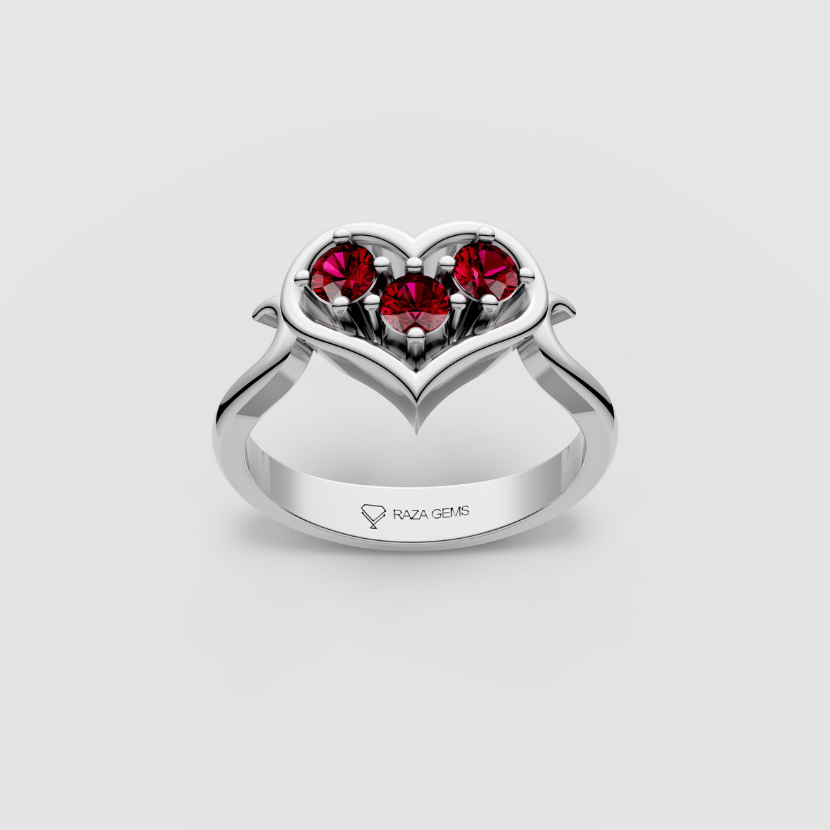 Valentina - Heart Shaped Frame Ruby Ring | 18K Yellow, White & Rose Gold