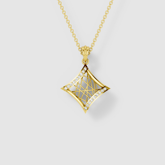 Rebecca - 18K Gold Geometric Rhombus Moissanite Pendant (Pendant Only)"