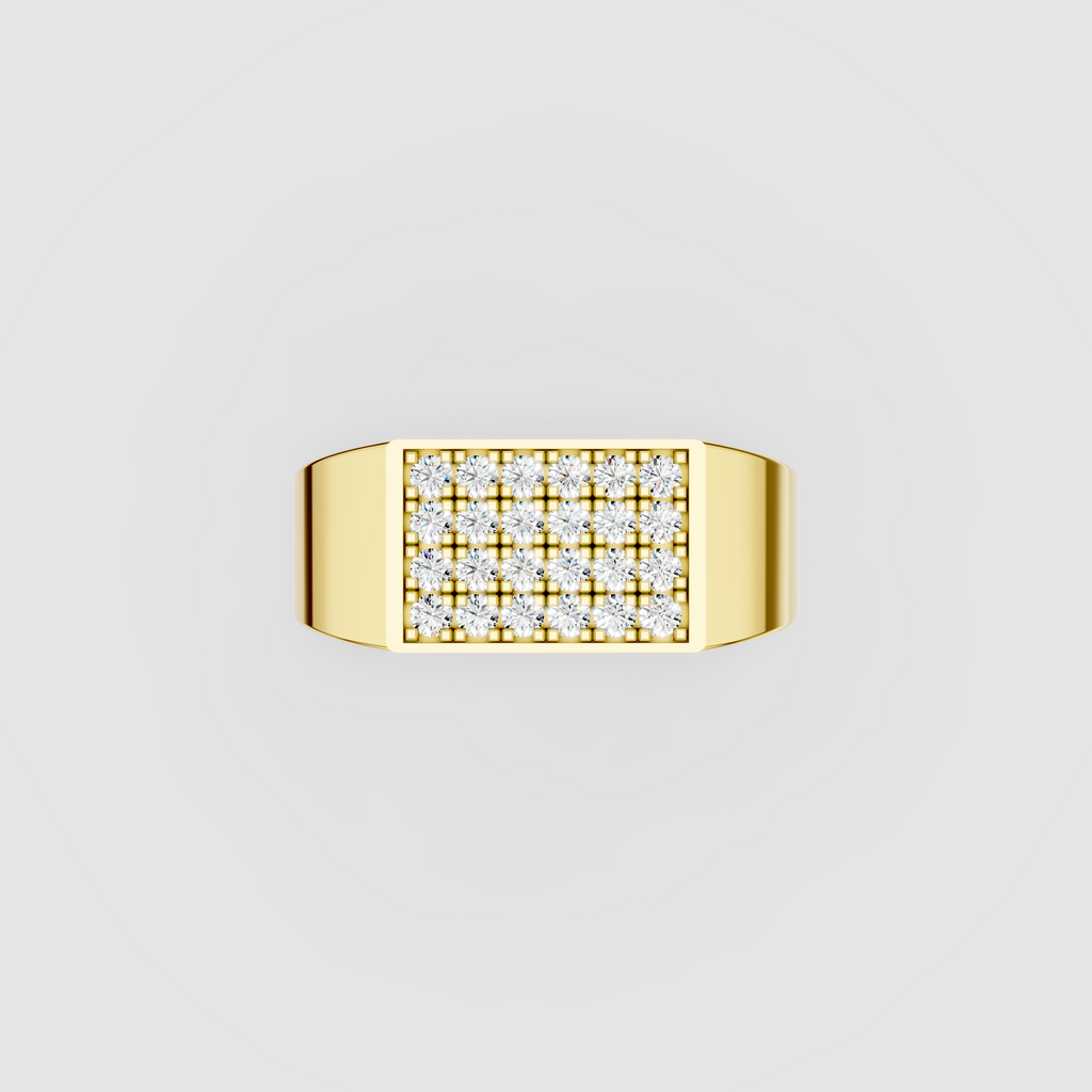 Mia - 18K Gold Pavé Moissanite Rectangular Signet Ring