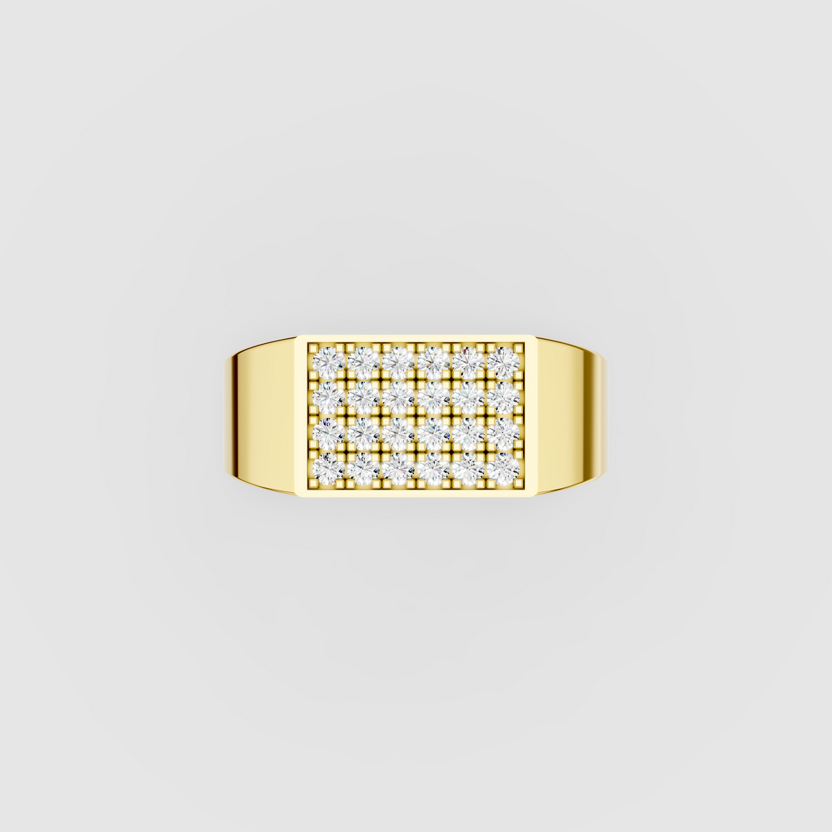 Mia - 18K Gold Pavé Moissanite Rectangular Signet Ring
