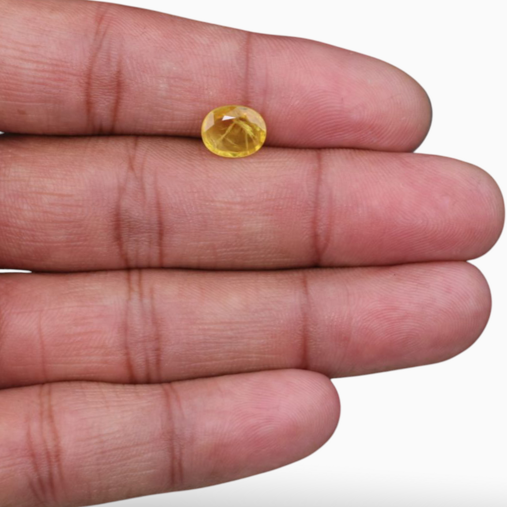 2.18 Carats Yellow Sapphire Stone Oval Shape & 9.2x7.5mmm Size