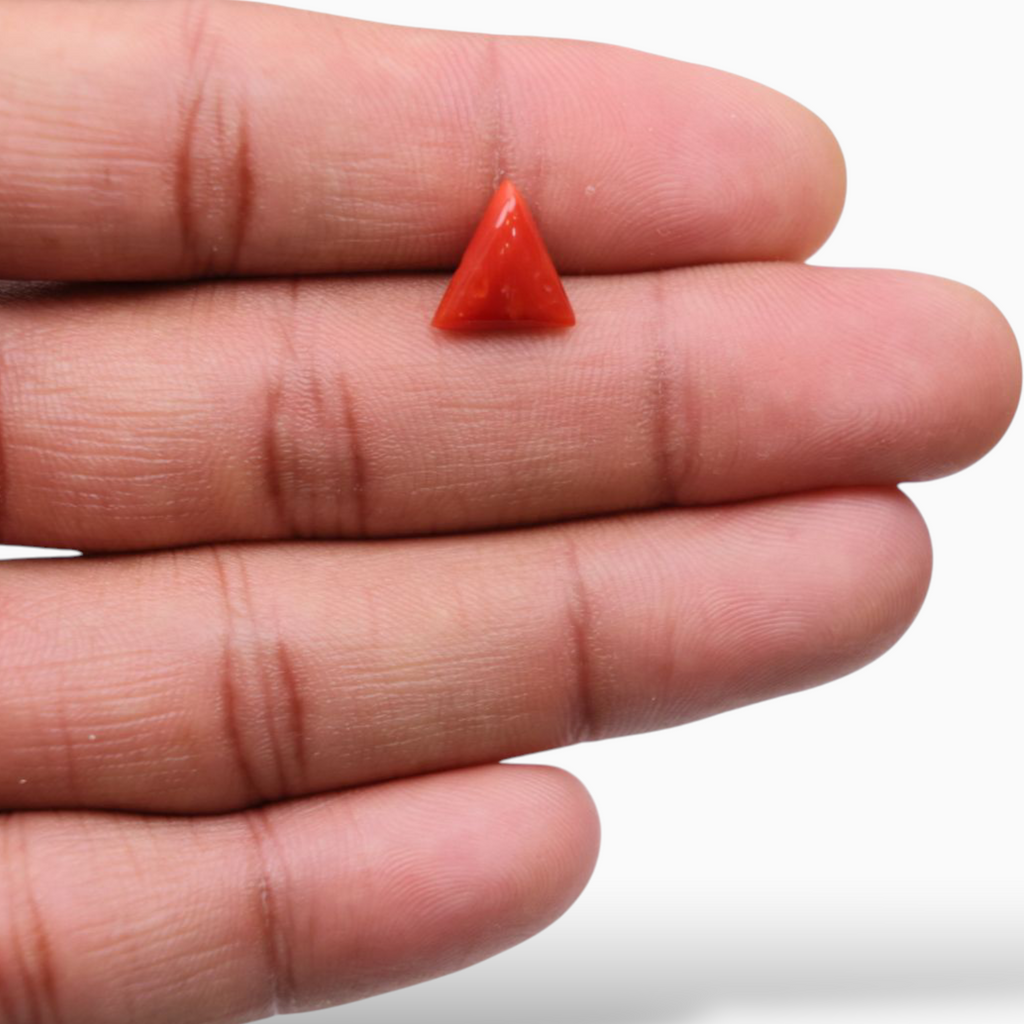 Buy Natural  Red Moonga Stone For Sale 2.68 Carats Triangle Shape Size 10mm