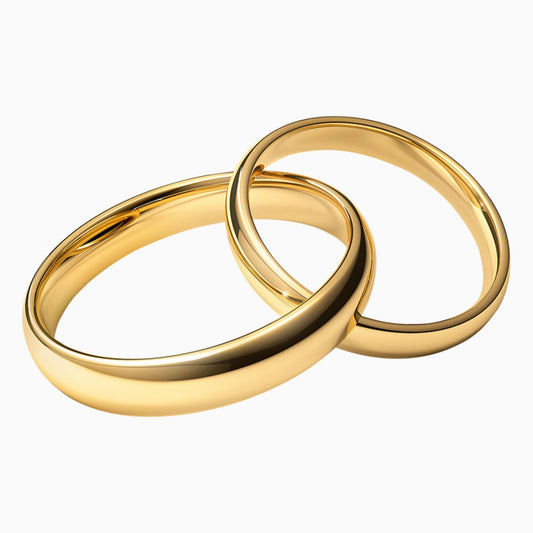 Plain Design Couple 18k Yellow Gold Rings Round Handcrafted Circled (RING0027)