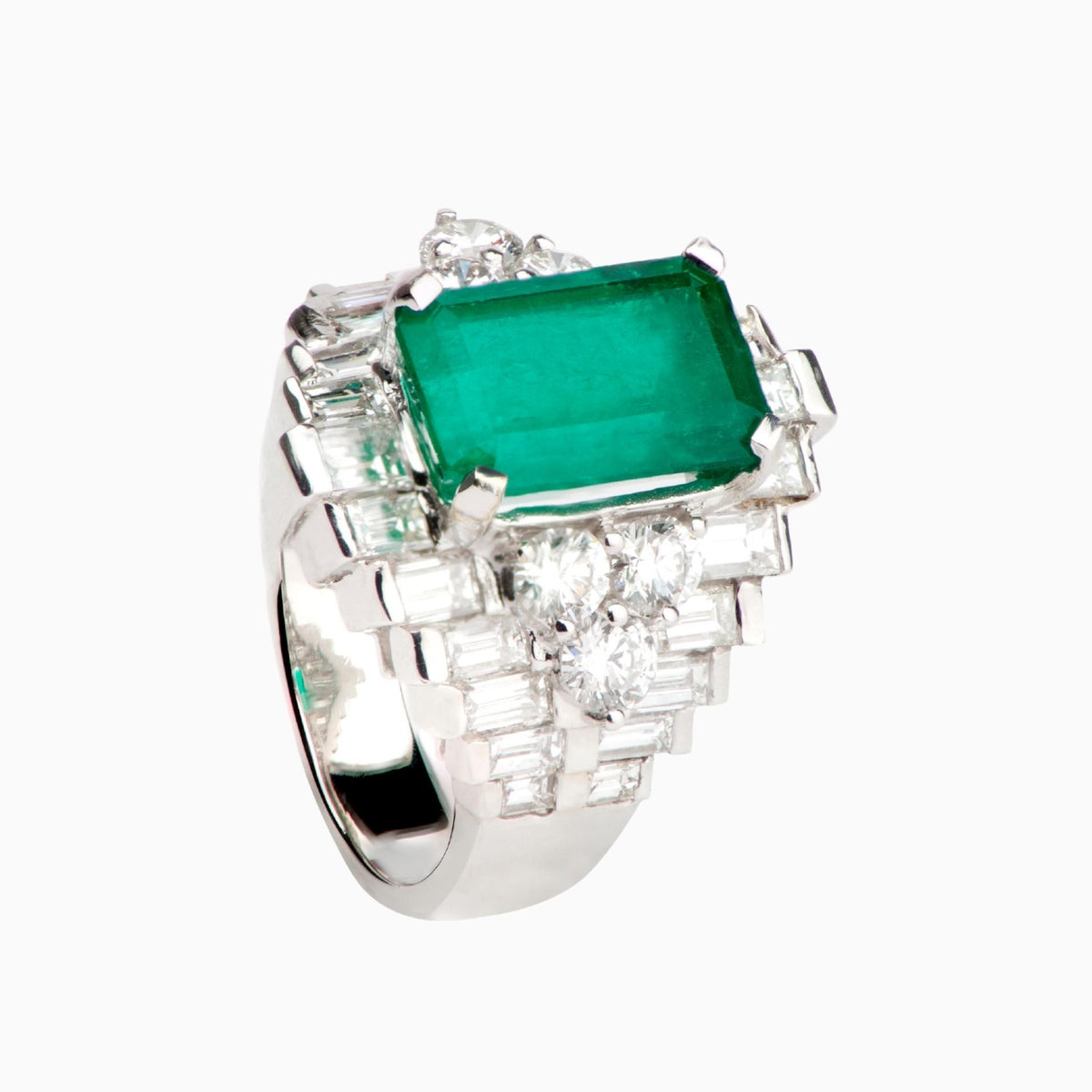 Green Toumaline Stone With Moissanite Pure Silver 925 Ring (RING0028)