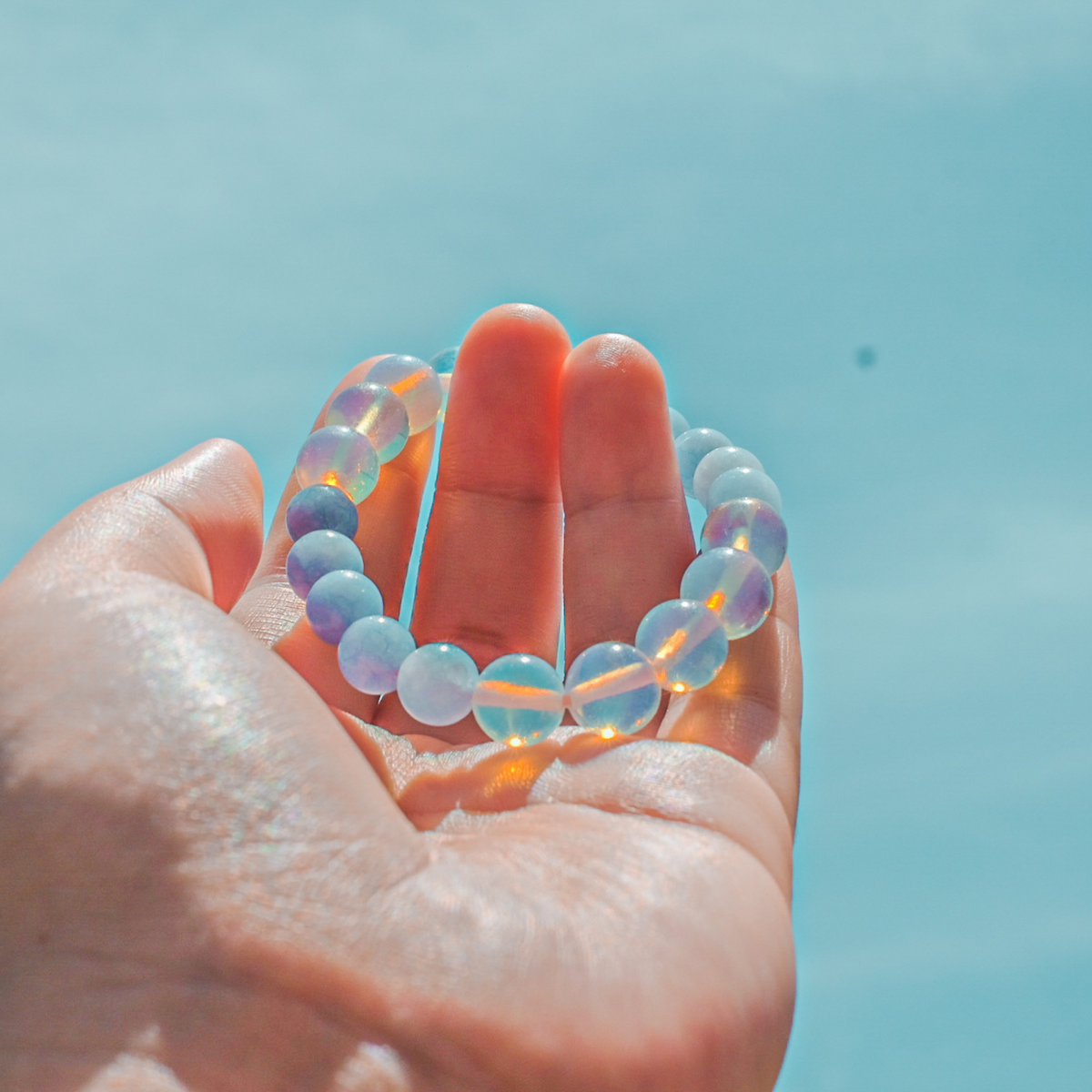 Light Blue Beads Bracelet for Women (BRA0190)