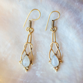 Natural Moon Stone In 18K Yellow Gold Earrings for Women (EAR0420)