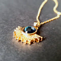 (PEN0087) London Blue Topaz 18K Yellow Gold and Eye Pendant Only