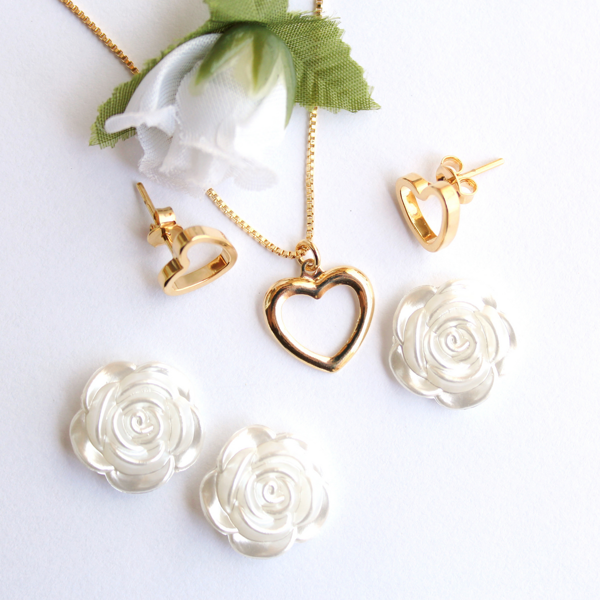 Set of Earrings with Pendant 18K Gold Set for Women (EAR0460)