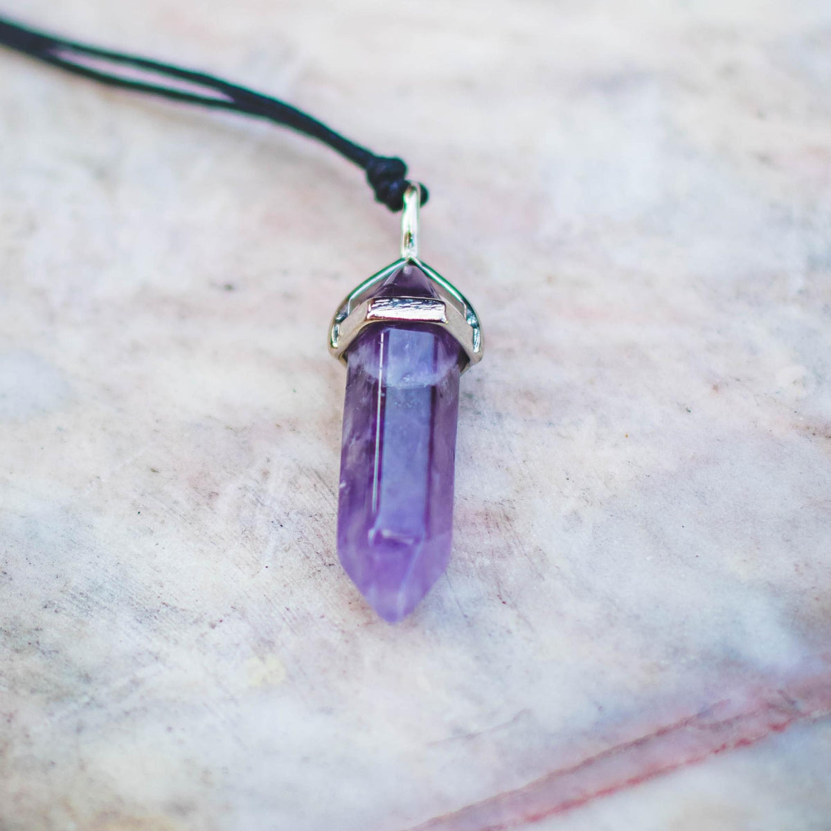 (PEN0090) Natural Amethyst Purple Stone Silver (Quality 925) Pendant Fancy Cut