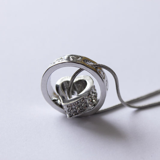 (PEN0092) Natural Silver Heart and round Pendant (Quality 925)