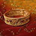 Natural Ruby (Manik) with 18K Gold Bangle for Women (BAN0991)