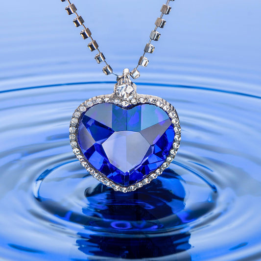 (PEN0093) Blue Syntatic Silver (Quality 925) Heart Love Pendant