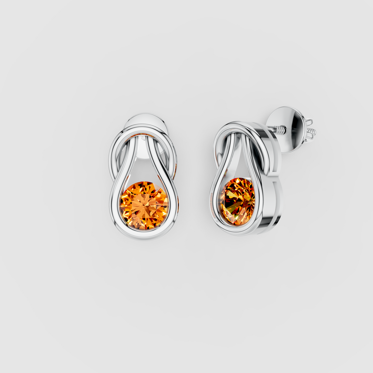 Elizabeth - Solid 18K Gold Round Citrine Swirl Statement Earrings"