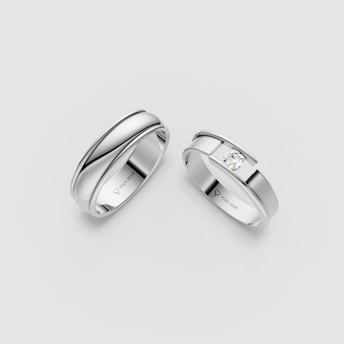 Bonnie – 18K Solid Gold Moissanite Couple Bands for Engagement & Wedding