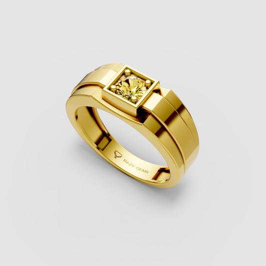 Ophelia – 18K Solid Gold Yellow Sapphire Modern Architectural Ring