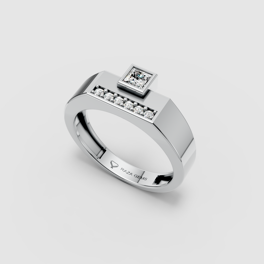 Penelope – 18K Gold Bezel Princess Cut Moissanite Statement Ring