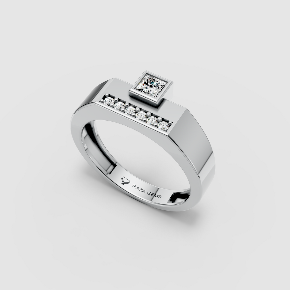 Penelope – 18K Gold Bezel Princess Cut Moissanite Statement Ring