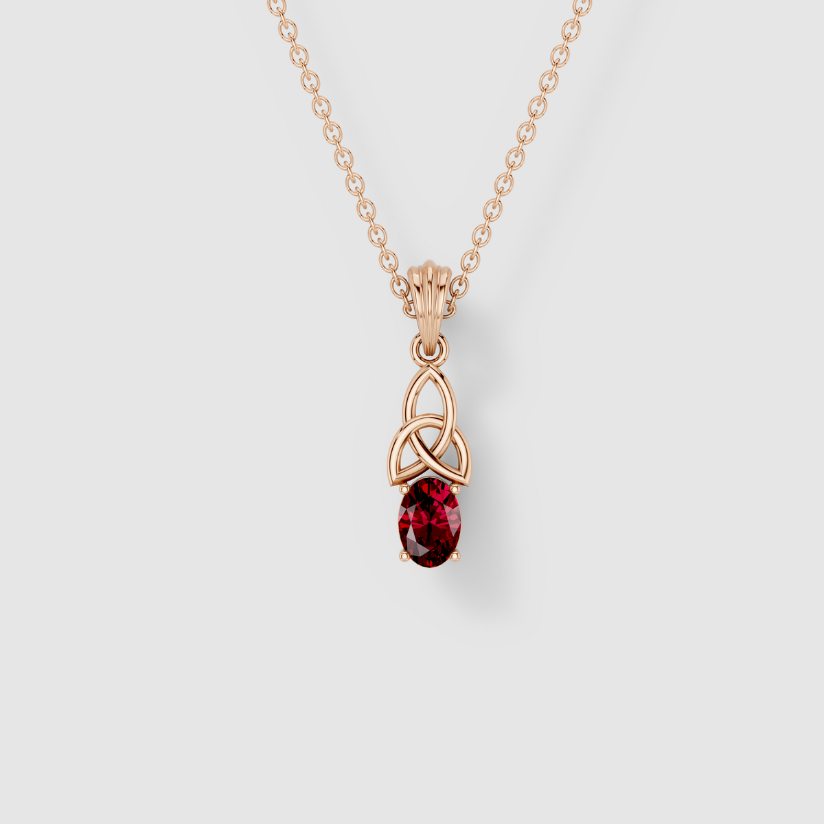 Emily - 18K Gold Oval Ruby Celtic Knot Pendant (Pendant Only)"