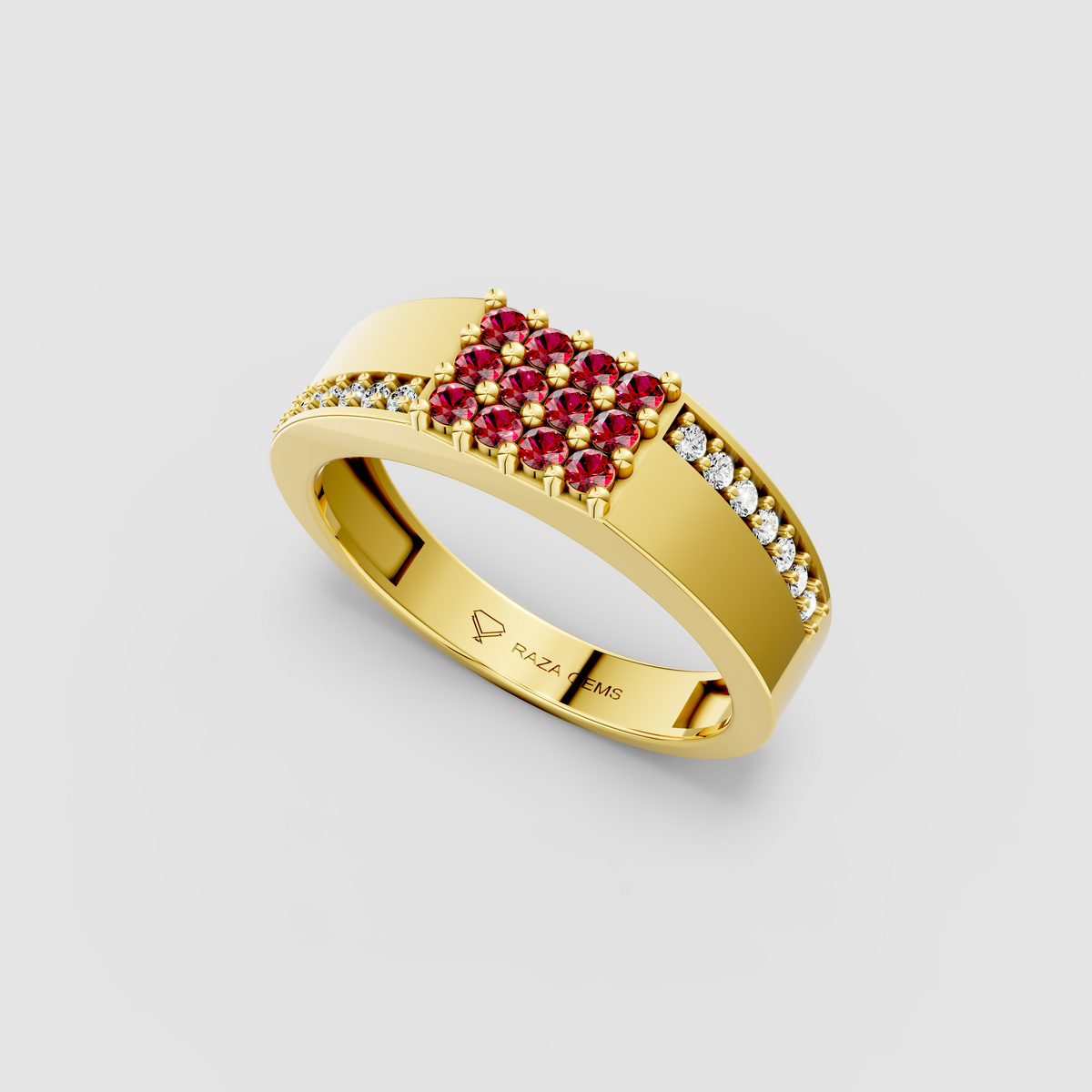 Bella – 18K Solid Gold Pave Ruby & Natural Moissanite Band Ring