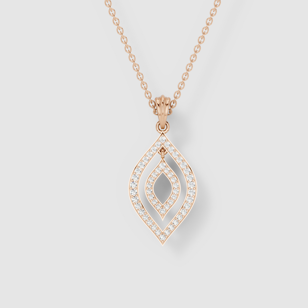 Sharon - Solid 18K Gold Openwork Dual-Frame Moissanite Statement Pendant"