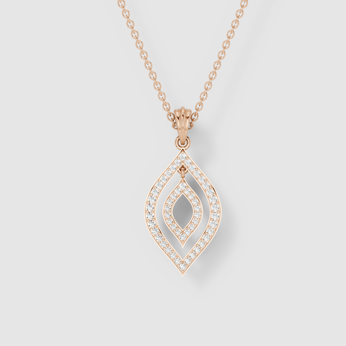 Sharon - Solid 18K Gold Openwork Dual-Frame Moissanite Statement Pendant"