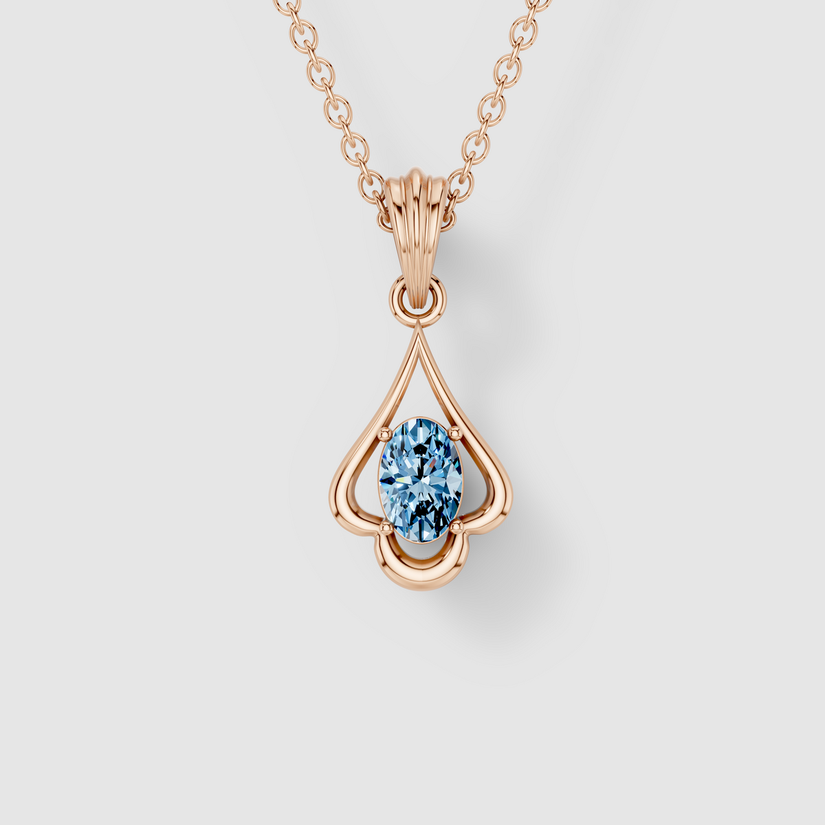Shirley - Solid 18K Gold Oval Aquamarine Sculptural Drop Pendant"