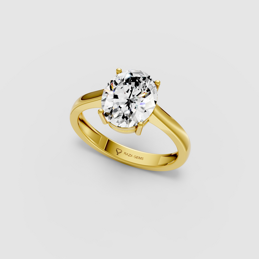 Timeless Luminary – Oval Moissanite Solitaire Engagement Ring in 18KT Gold