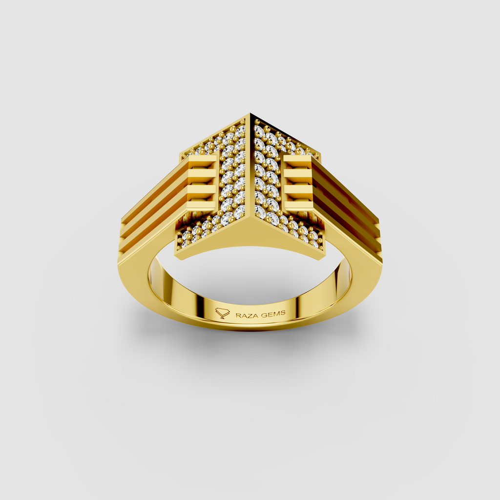 Abigail - 18K Gold Geometric Peak Moissanite Signet Ring