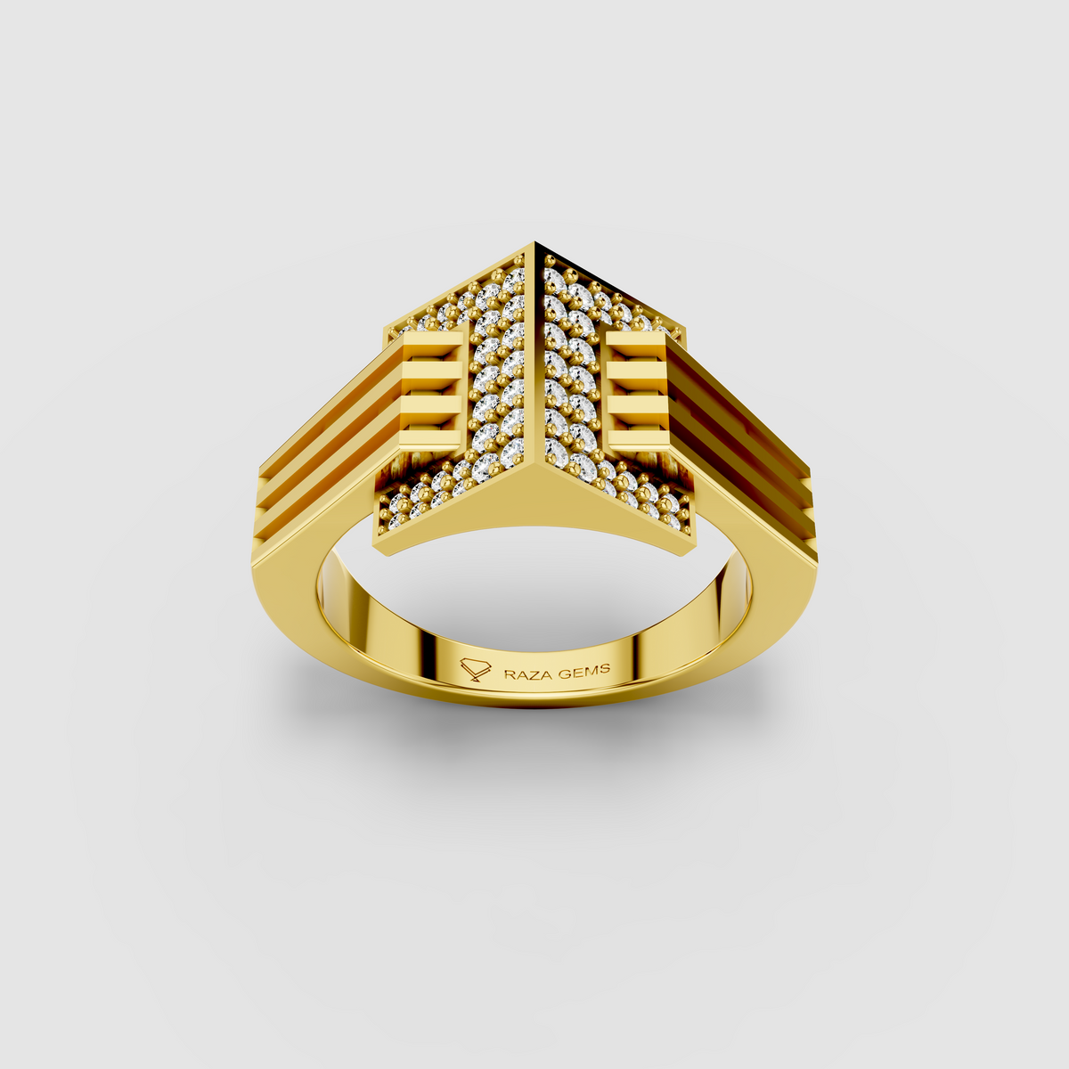 Abigail - 18K Gold Geometric Peak Moissanite Signet Ring